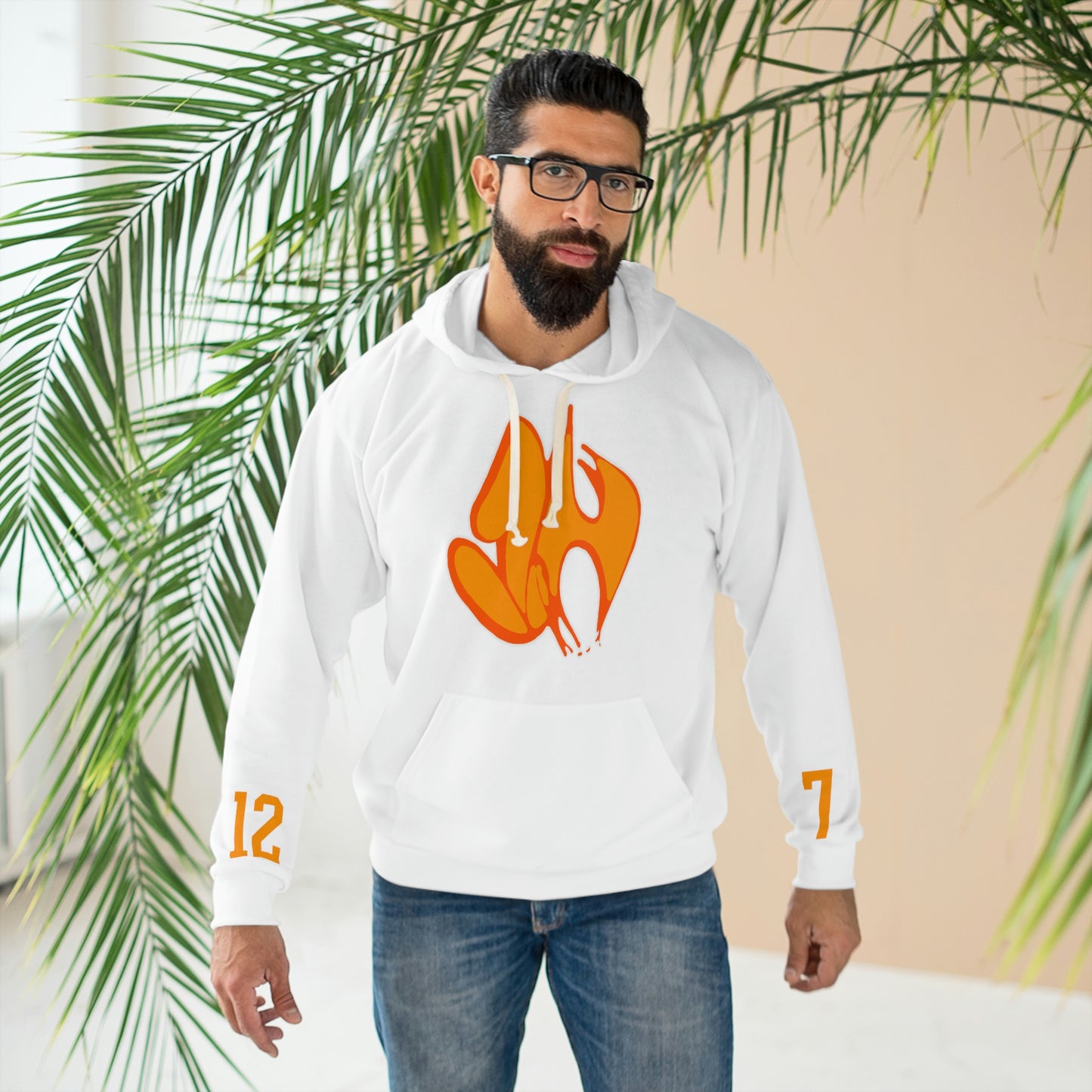 "James' Legendary Crit " - ZN FOREVER Hoodie White (Orange)