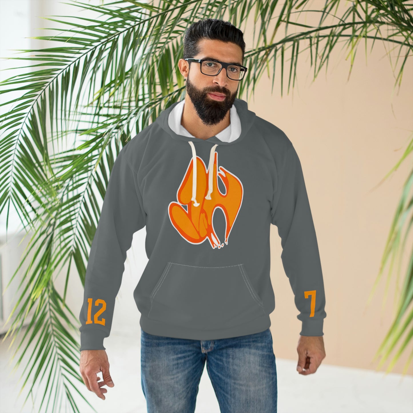 "James' Legendary Crit " - ZN FOREVER Hoodie Grey (Orange)
